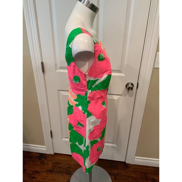 Lilly Pulitzer Delia Orange & White Striped Sunrise Print Mini Shift Dress Sz 4 - Picture 3 of 6